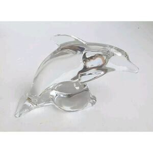 Dolphin Jumping GALWAY IRISH Glass CRYSTAL Coastal Ocean Paperweight Art READ